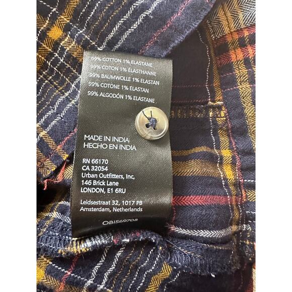 Pilcro Cropped Plaid Button Up Shirt Sz S Anthropologie High Low Frayed Hem Boxy - Picture 5 of 12